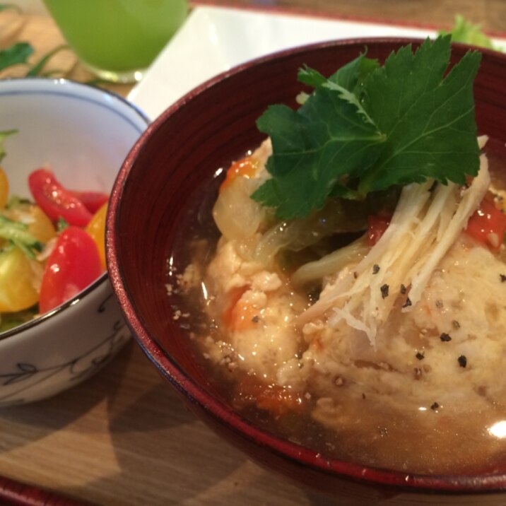 ヘルシー鶏胸肉の肉団子の野菜あんかけ